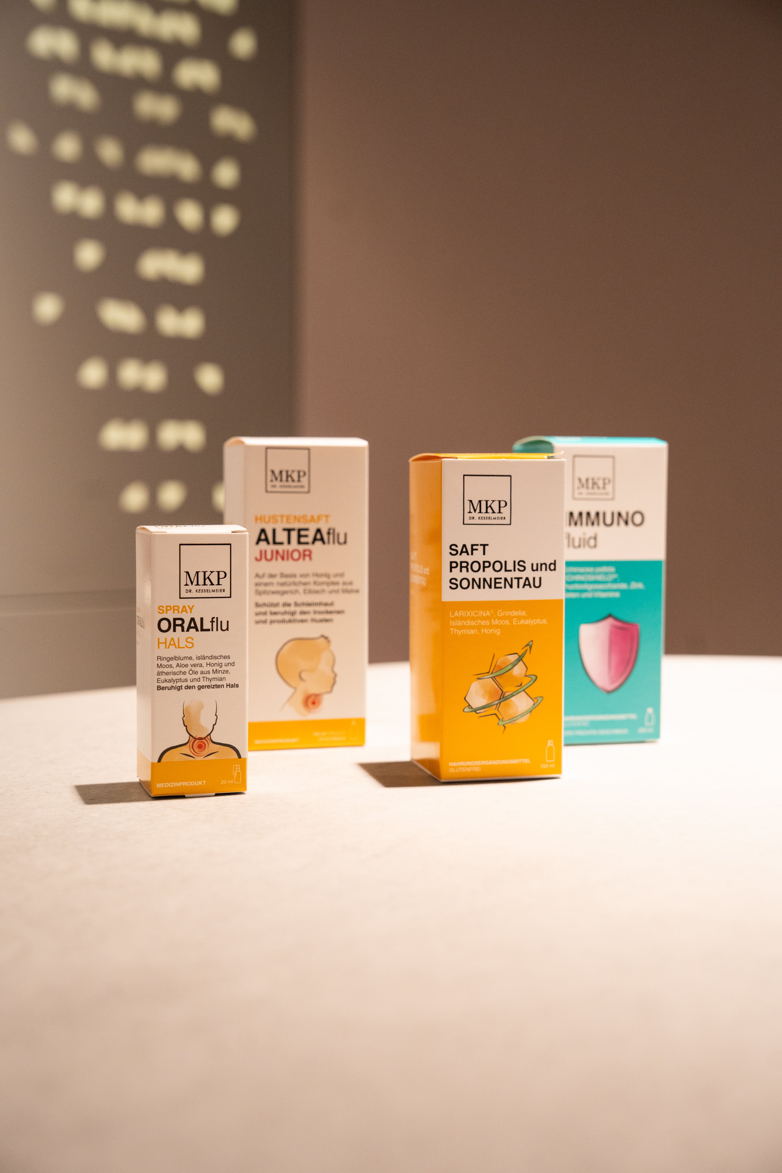 Aufreihung verschiedener MKP Produkte für den Körper & Wohlbefinden